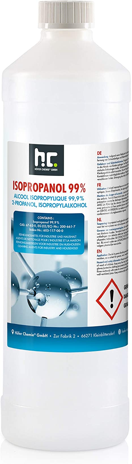 Alcool Isopropylique (IPA) 99,99% - 1L - Isopropanol