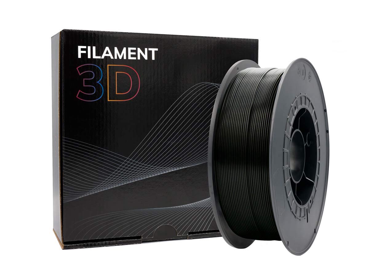 Filament PLA 3D - Diamètre 1.75mm - Bobine 1kg - Couleur Noir P/N : PLA-Noir  • EAN : 8435490624061