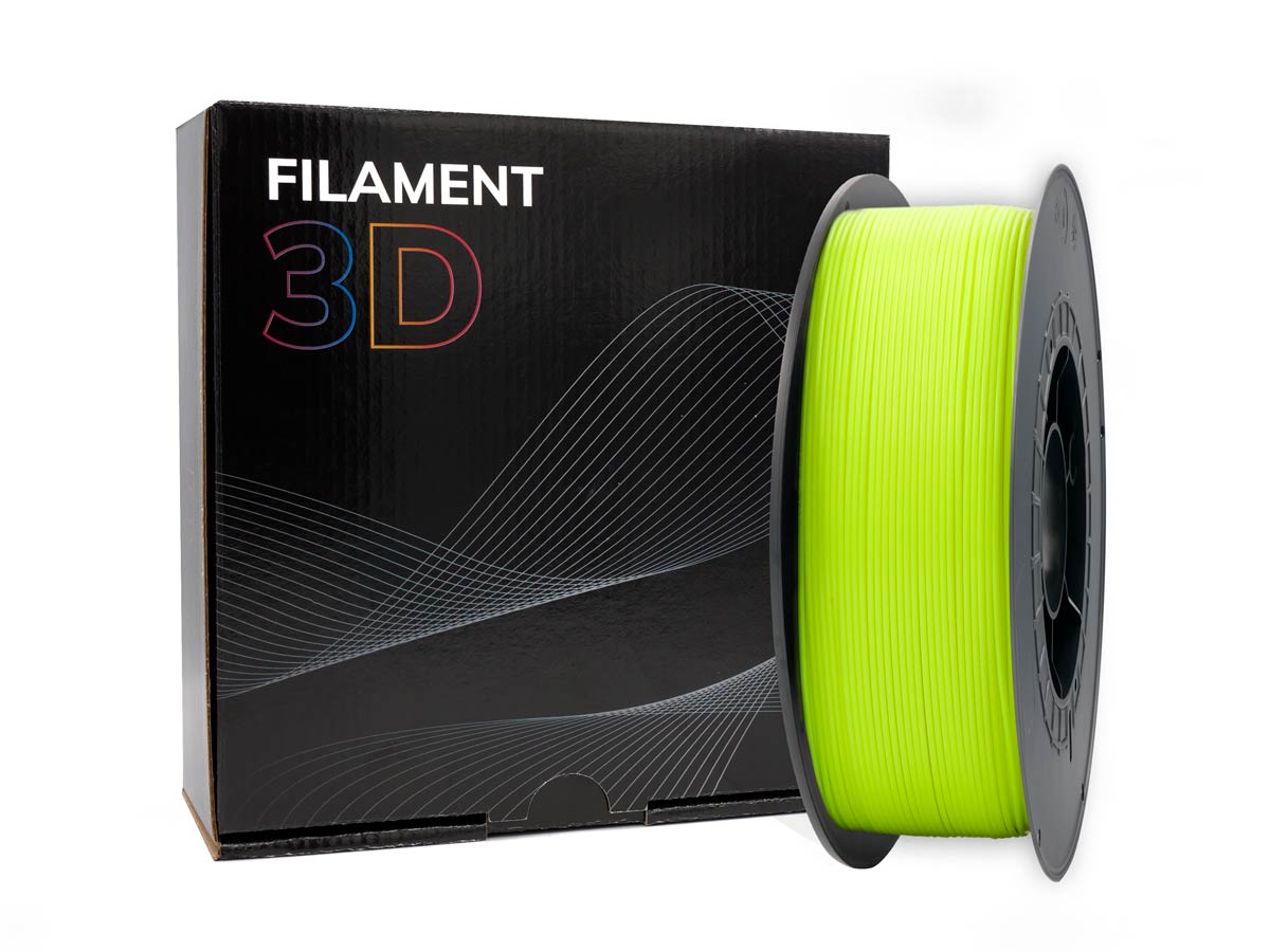 Filament PLA 3D - Diamètre 1.75mm - Bobine 1kg - Couleur Jaune Fluo P/N :  PLA-FluorYellow • EAN : 8435490624320